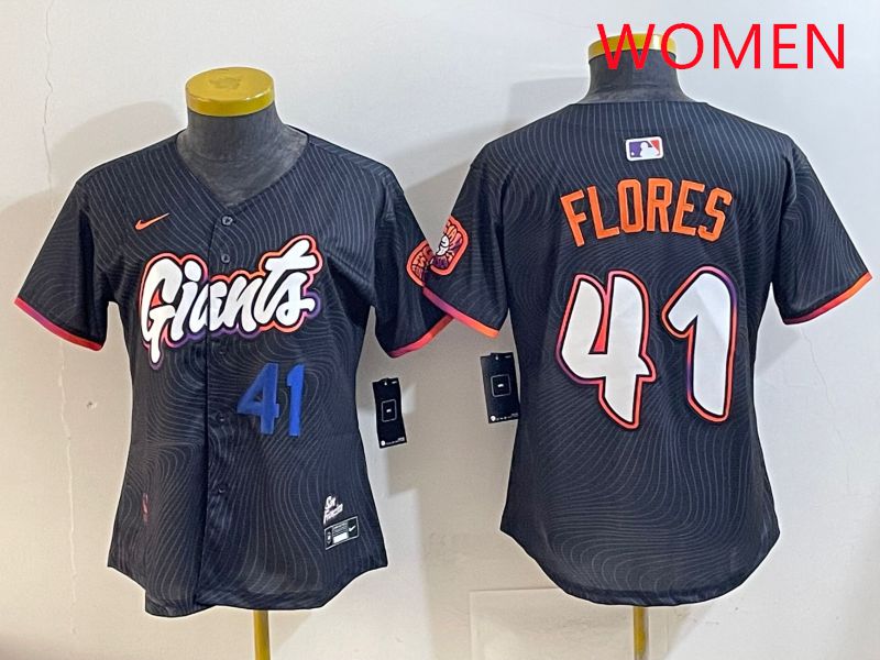 Women San Francisco Giants #41 Flores Black Joint Name 2025 Nike MLB Jersey style 2